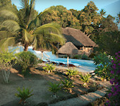 Hakuna Matata Lodge zwembad en tuin, Stone Town Zanzibar Tanzania